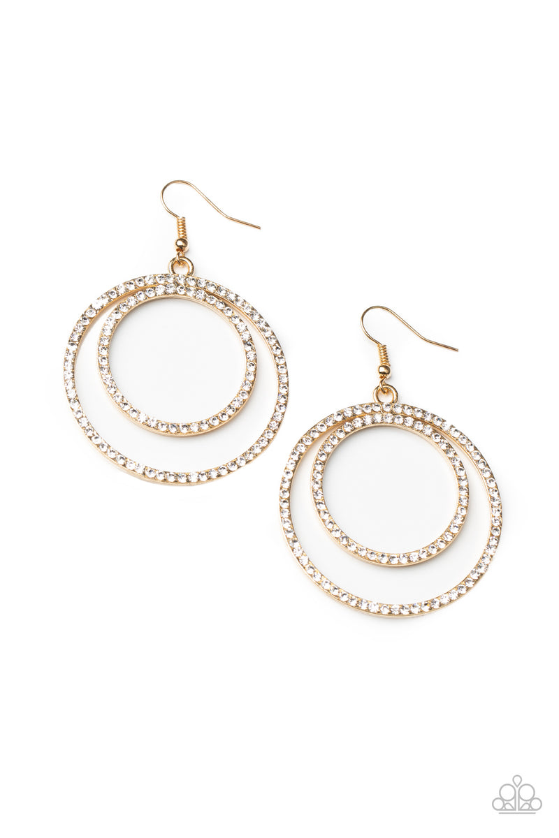 gold rhinestone earrings paparazzi