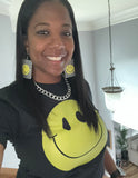 Cheeky Checkerboard Paparazzi Smiley Face Earrings