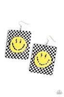 Cheeky Checkerboard Paparazzi Smiley Face Earrings