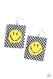 Cheeky Checkerboard Paparazzi Smiley Face Earrings