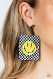 Cheeky Checkerboard Paparazzi Smiley Face Earrings