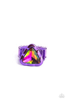 Paparazzi Triangle Tyrant - Purple Oil Spill Ring