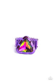 Paparazzi Triangle Tyrant - Purple Oil Spill Ring