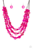 Barbados Bopper - Pink Paparazzi Wood Necklace