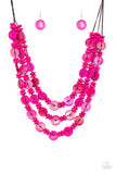 Barbados Bopper - Pink Paparazzi Wood Necklace