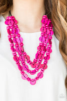 Barbados Bopper - Pink Paparazzi Wood Necklace