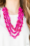 Barbados Bopper - Pink Paparazzi Wood Necklace