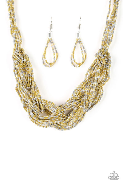 City Catwalk - Gold Paparazzi Seed bead braided Necklace