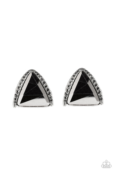 Exalted Elegance - Silver Triangle Paparazzi Earrings