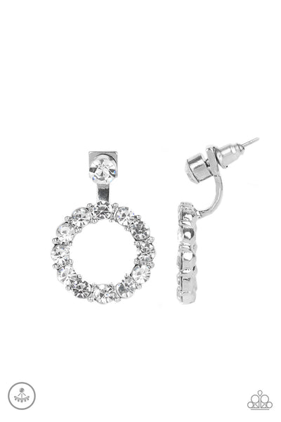 Diamond Halo - White Paparazzi Jacket Earrings