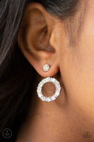 Diamond Halo - White Paparazzi Jacket Earrings