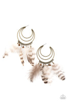 Freely Free Bird - Brass Paparazzi Earrings