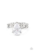 Vintage Engagement - White Bling Paparazzi Ring