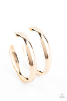 BEVEL In It - Gold Paparazzi Hoop Earrings