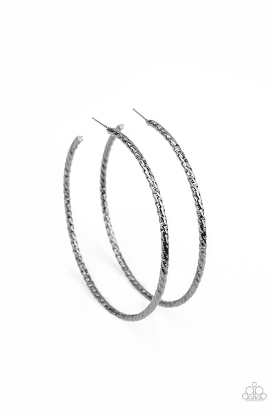 Pump Up The Volume - Black Paparazzi Hoop Earrings