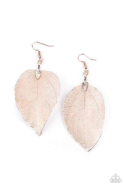 Leafy Legacy - Rose Gold Earrings Paparazzi