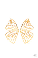 Butterfly Frills - Gold Paparazzi Earrings