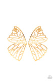 Butterfly Frills - Gold Paparazzi Earrings