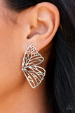 Butterfly Frills - Silver Paparazzi Earrings