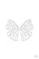 Butterfly Frills - Silver Paparazzi Earrings