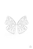 Butterfly Frills - Silver Paparazzi Earrings