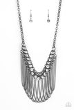 Flaunt Your Fringe - Black/Gunmetal Paparazzi Necklace