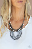 Flaunt Your Fringe - Black/Gunmetal Paparazzi Necklace