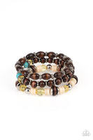 Belongs In The Wild - Yellow and Brown Beaded Paparazzi Bracelets