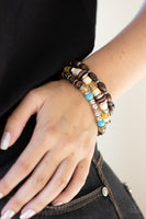 Belongs In The Wild - Yellow and Brown Beaded Paparazzi Bracelets