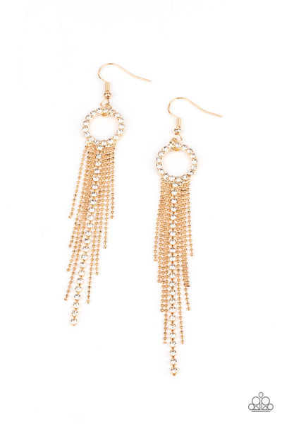 Pass The Glitter - Gold Paparazzi Earrings