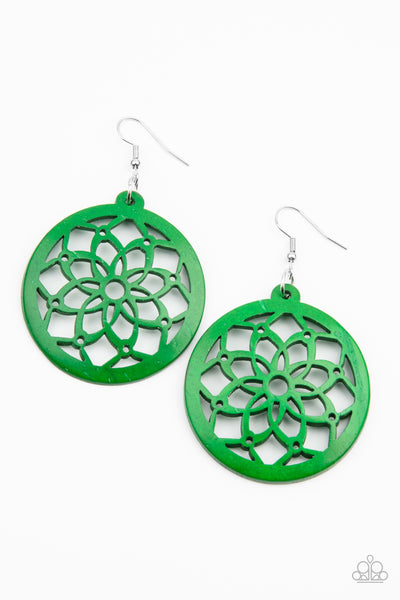 Paparazzi green wooden deals earrings