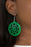 Mandala Meadow - Green Wood Paparazzi Earrings