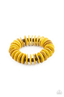 Caribbean Reefs - Yellow Wood Paparazzi Bracelet