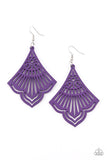 Eastern Escape - Purple Paparazzi Wood Earrings