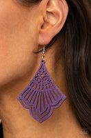 Eastern Escape - Purple Paparazzi Wood Earrings