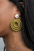 Whimsically Wicker - Green Paparazzi Clip On Earrings