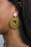 Whimsically Wicker - Green Paparazzi Clip On Earrings