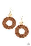 Total Basket Case - Brown Paparazzi Earrings