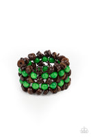 Tahiti Tourist - Green Wood Paparazzi Bracelet