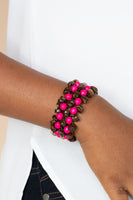 Tahiti Tourist - Pink and Brown Wood Paparazzi Bracelet