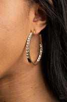 Borderline Brilliance - Gold Paparazzi Bling Hoops