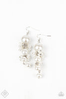 Ageless Applique - White Pearl Paparazzi March Fashion Fix Earrings