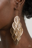 Limitlessly Leafy - Gold Paparazzi Earrings