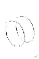 By Popular Vote - White Paparazzi Bling Hoop Earrings