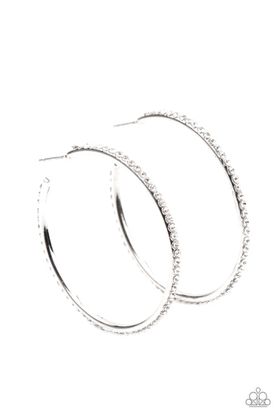 By Popular Vote - White Paparazzi Bling Hoop Earrings