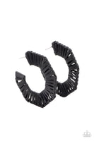 Fabulously Fiesta - Black Macrame Paparazzi Hoops