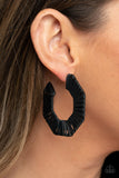 Fabulously Fiesta - Black Macrame Paparazzi Hoops