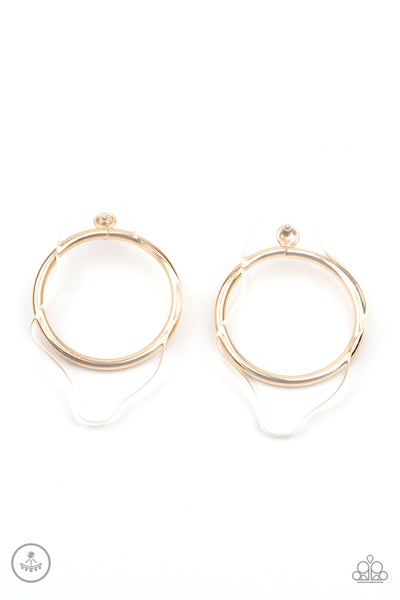 Clear The Way! - Gold Acrylic Paparazzi Earrings