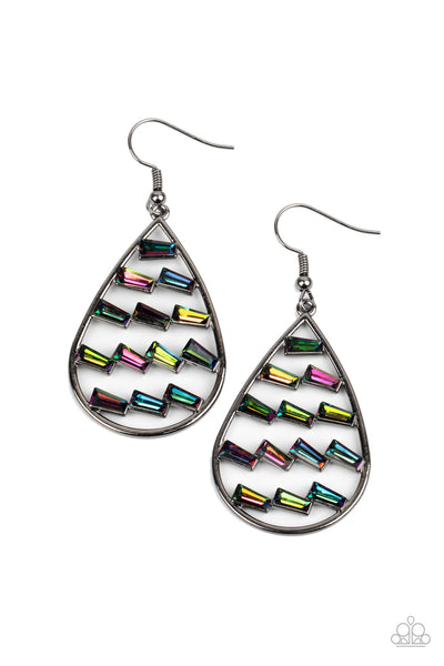 Glitzy Grit - Multi Oil Spill Paparazzi Earrings