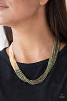 Metallic Merger - Brass Mixed Metal Paparazzi Necklace